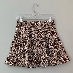 Ruffle Cheetah Print Mini Skirt Size M *NEVER WORN